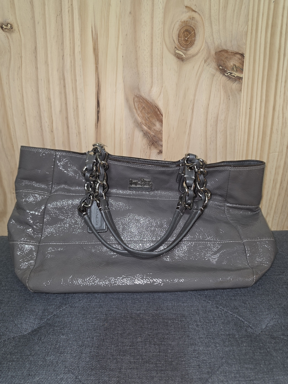 Coach Gray Chain-Handle Shoulder Bag